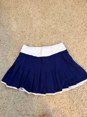 Prince Navy and White Pleated Mini Skirt